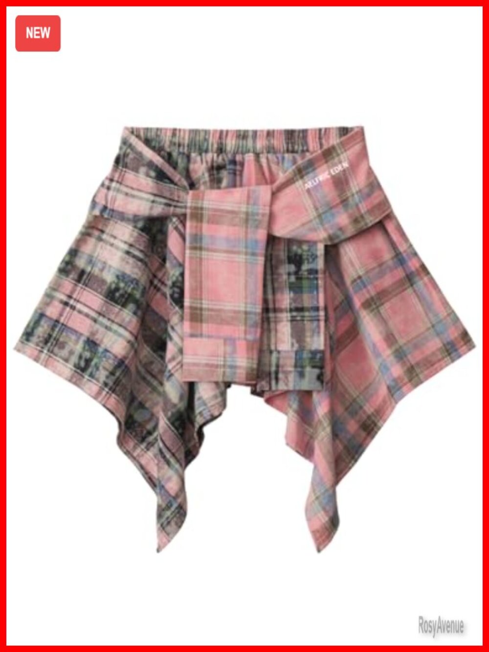 Aelfric Eden Y2K Asymmetrical Mini Skirt Plaid Patchwork A-Line